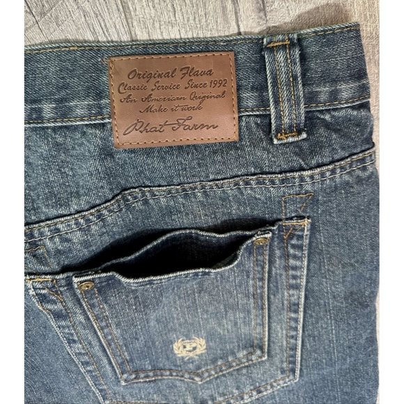 VTG Phat Farm Shorts Mens 38 Blue Denim Baggy Embroidered Hip Hop Y2K Jnco Style - Picture 7 of 12